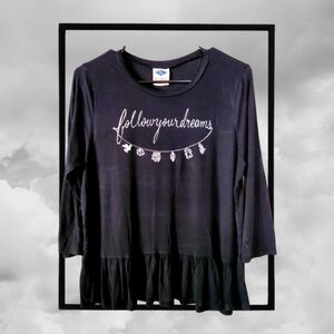Wild Blue Black Ruffled Bottom Tee